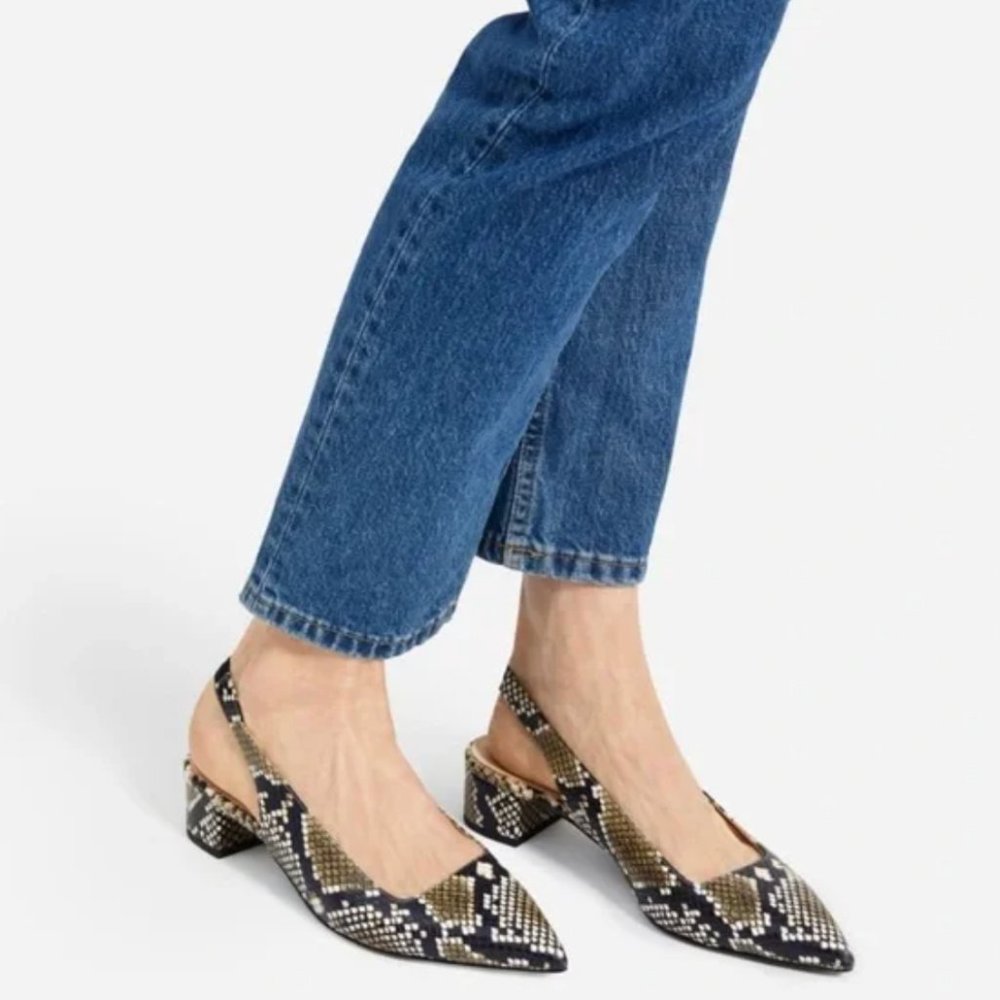 Everlane "The Editor" Slingback Heel in Snakeskin